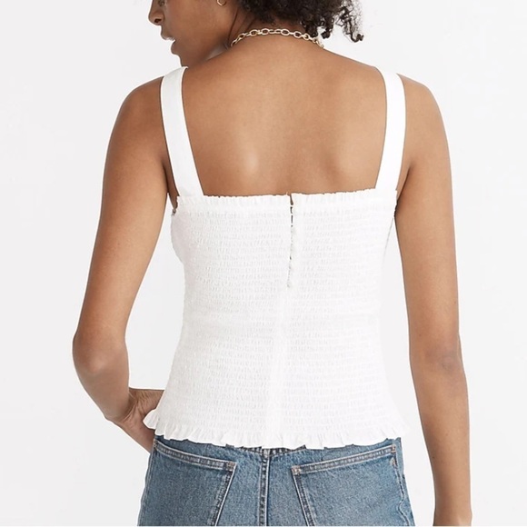 Madewell Lucie Smocked Tank Top NE251 White XS - Picture 3 of 8